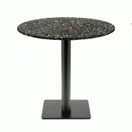 RestooTab - Table Milan T Ø70cm décor terrazzo black chip - noir fonte TB-MIT-R70M-BL.CHI