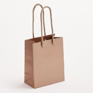 Sac luxe métallisé cuivre poignées cordelières 11x6x14cm - par 12