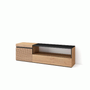 SKRAUT HOME Meuble TV, Banc Télé, 150x45x35cm, Pour les TV jusqu'à 65", Meubles de salon, Chêne - beige Bois manufacturé 431_9