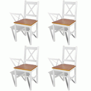 VidaXL Chaises à manger lot de 4 blanc bois de pin Modèle Nova Vintage - 241513