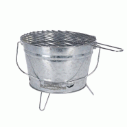 WellHome - Seau à barbecue finition Zinc sur 3 pieds Pliables avec poignée 30,5x27,5x18cm - gris WH15397
