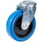 Roulette pivotante de 125 mm avec caoutchouc élastique bleu sur roue centrale en nylon Roulette pivotante de 125 mm avec caoutchouc élastique bleu sur roue centrale en nylon