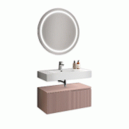 AQA Design Composition de salle de bain en MDF 3 pièces blanc/rose poudre L.90 P.45 H.190 MPVE59-L1-CIP - multicolore Bois manufacturé MPVE59-L1-CIP