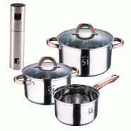 BERGNER - Batterie de cuisine de 5 pièces Ø16/18/20cm compatible induction avec pulvérisateur d’huile et vinaigre Ø4x17,5cm en acier inoxydable