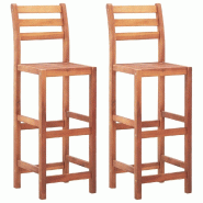 Décoshop26 - Tabourets de bar x2 chaises haute avec dossier design rustique en bois d'acacia DEC029333 - 3000257324123