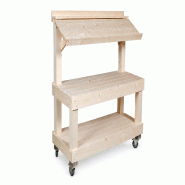 Étal Marché Trottoir 2 Niveaux Bois Clair AVEC Roulettes - marron Bois massif ALV0545