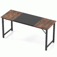 Helloshop26 - Bureau d'ordinateur 160 x 60 cm grand espace de travail élégant et durable style industriel en bois d'ingénierie noir 20_0010870 - no