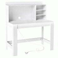 Helloshop26 - Bureau d'ordinateur avec bibliothèque 108 x 60 x 75 cm avec prise intégrée et étagères modernes en MDF blanc 20_0015638 - blanc Boi