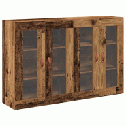 Helloshop26 - Lot de 2 armoires murales modernes 69,5 x 34 x 90 cm en bois d'ingénierie bois ancien 02_0055924 - verre 3000239264430