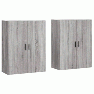 Helloshop26 - Lot de 2 armoires murales rangement design intemporel 69,5 x 34 x 90 cm en bois d'ingénierie gris 02_0055370 - gris Bois massif 3000238