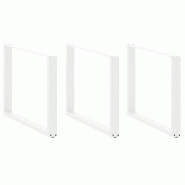 Helloshop26 - Lot de 3 pieds de table à manger en U 100 x 72-73 cm avec niveleurs réglables design moderne en acier blanc 02_0057453 - blanc acier 3