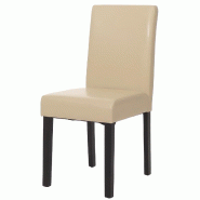 Mendler Chaise de salle à manger Littau, chaise de cuisine, similicuir ~ crème, pieds foncés - beige matière synthétique 74365