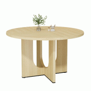 Merax Table à manger ronde 120 cm, pour 4-6 personnes, bois clair, MDF, design scandinave minimaliste - Bois manufacturé N634P462126E