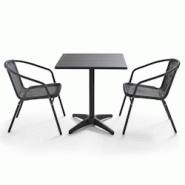 Oviala Business Ensemble table de jardin bistrot et 2 chaises en aluminium gris - gris aluminium 105063 Oviala Business Ensemble table de jardin bistrot et 2 chaises en aluminium gris - gris aluminium 105063