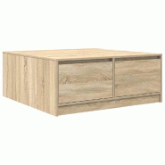 Table basse avec tiroirs chêne sonoma 100x100x40 cm Modèle Élégance Horizon - 8721158712516
