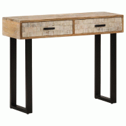 Table console 100x30x75 cm Bois de manguier massif Modèle Zenith Ronde - 320823