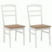 VidaXL Chaise de salle à manger 2 pcs Blanc et Naturel Modèle Atlas Jardin - 8721364309876