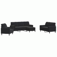 VidaXL Ensemble de canapés 4pcs et coussins et traversins noir velours Modèle Noreva - 3278386