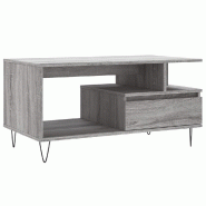 VidaXL Table basse Sonoma gris 90x49x45 cm Bois d'ingénierie Modèle Atlas Work - 831026