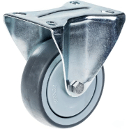 Roulette 100mm 4" à pneu en caoutchouc gris, fixe et robuste, capacité de 110kg Roulette 100mm 4" à pneu en caoutchouc gris, fixe et robuste, capacité de 110kg
