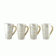 Aulica Mugs blanc design abstrait - lot de 4 - blanc 870901 Aulica Mugs blanc design abstrait - lot de 4 - blanc 870901