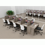 Bureau de centre d'appels version double 9 personnes avec poste superviseur. - Chêne grisé, 9 places_0