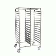 Chariot inox à plateaux double - 30 plateaux EN 60x40
