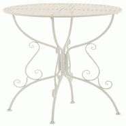 CLP Table de jardin ronde Amanda Blanc - blanc métal 13436802