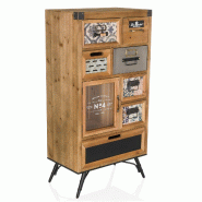 Commode CONTINENTO S 53,5 x 33,5 x 103,5 cm 1 porte 7 tiroirs sapin massif hjh LIVING - marron Bois massif 861007
