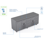 Comptoir réfrigéré en acier inoxydable -2000 × 660 × 900 mm - CST-20-10404 Comptoir réfrigéré en acier inoxydable -2000 × 660 × 900 mm - CST-20-10404