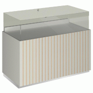 Comptoir T03 vitrine 4 Faces et MDF naturel+blanc mat - 120x60x93cm