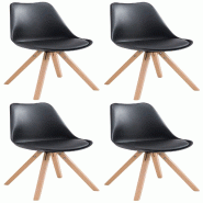 Décoshop26 - 4 chaises de salle à manger style scandinave en synthétique et plastique noir pieds carré en bois clair CDS10370 - noir Bois massif 3