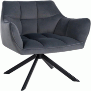 Décoshop26 - Chaise de salle à manger lounge bureau pivotante avec revêtement en velours gris foncé pieds en acier noir BUR10667 - gris acier 3002