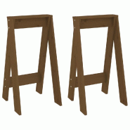 Décoshop26 - Lot de 2 tabourets de bar assise de comptoir 40 x 40 x 75 cm en bois massif de pin brun DEC026410 - Bois massif 3000255801053