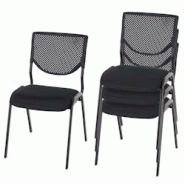 Décoshop26 - Lot de 4 chaises de bureau sans roulettes conférence réunion empilable en tissu maille noir 04_0000550 - noir 3000040332694 Décoshop26 - Lot de 4 chaises de bureau sans roulettes conférence réunion empilable en tissu maille noir 04_0000550 - noir 3000040332694