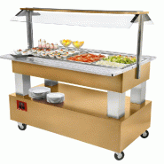 Diamond - Buffet - Salad bar réfrigéré, 4 x GN 1/1-150 (Bois Chêne clair) professionnel – BSB/4N-D1-R2 - gris inox AKS-BSB/4N-D1-R2