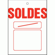 Étiquette à trou Soldes Contemporain 48x66mm - par 500 - avec zone de prix barré - blanc et rouge