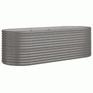Helloshop26 - Lit surélevé de jardin ovale 224 x 80 x 68 cm robuste résistant aux intempéries décoration en acier galvanisé gris 02_0046572 - gr
