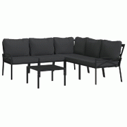 Helloshop26 - Salon de jardin meuble d'extérieur ensemble de mobilier 6 pièces avec coussins gris acier 02_0016764 - gris acier 3000278869603