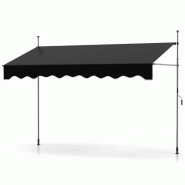 Helloshop26 - Store banne manuel rétractable réglable 300 x 120 x 210-300 cm protection solaire ambiance cosy en polyester noir 20_0013641 - noir al