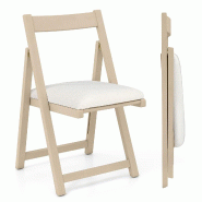 Lot de 2 chaises pliantes 49 x 57,5 x 87 cm confortables et gain de place en bois de caoutchouc beige 20_0012451 - beige Bois manufacturé 30002272320