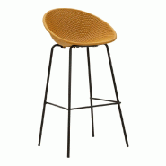 Mauro Ferretti Lot De 2 Tabourets De Bar Ibiza Moutarde 50 X 50 X 98 Cm - Structure En Métal Et Polypropylène - Série 940 - jaune 142952000S