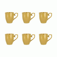 Novastyl - lot de 6 mugs signature 30cl en grès jaune - 3256391061602
