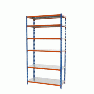 SimonRack Rayonnage métallique, 2500x900x400 mm, 6 niveaux, tablette métallique, 180 kg au point de flexion, Bleu/Orange/Galvanisé - Simonclick - m