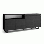 SKRAUT HOME Buffet salon et cuisine, 200x87x35cm, 4 Portes, Design industriel, Noir - noir Bois manufacturé 64_2