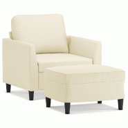 VidaXL Fauteuil avec repose-pied Crème 60 cm Similicuir Modèle Orion Prime - 3201118