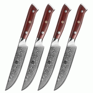 XinZuo - Couteaux à steak Damas 4 pièces - Série B13R Yu - multicolore multi-matériau B13R-4NP