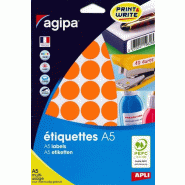 400 étiquettes orange multi-usage, diamètre 24 mm (10 feuilles A5 / cdt) - 3270241143256
