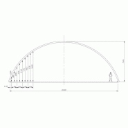 Bâtiment semi-circulaire neuf porté 20m hauteur de voûte 7,50m développement de l'arc 27,16 m