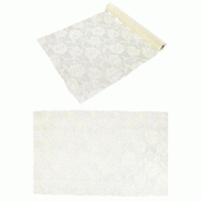 Chemin de table dentelle rose ivoire 30cm x 5m